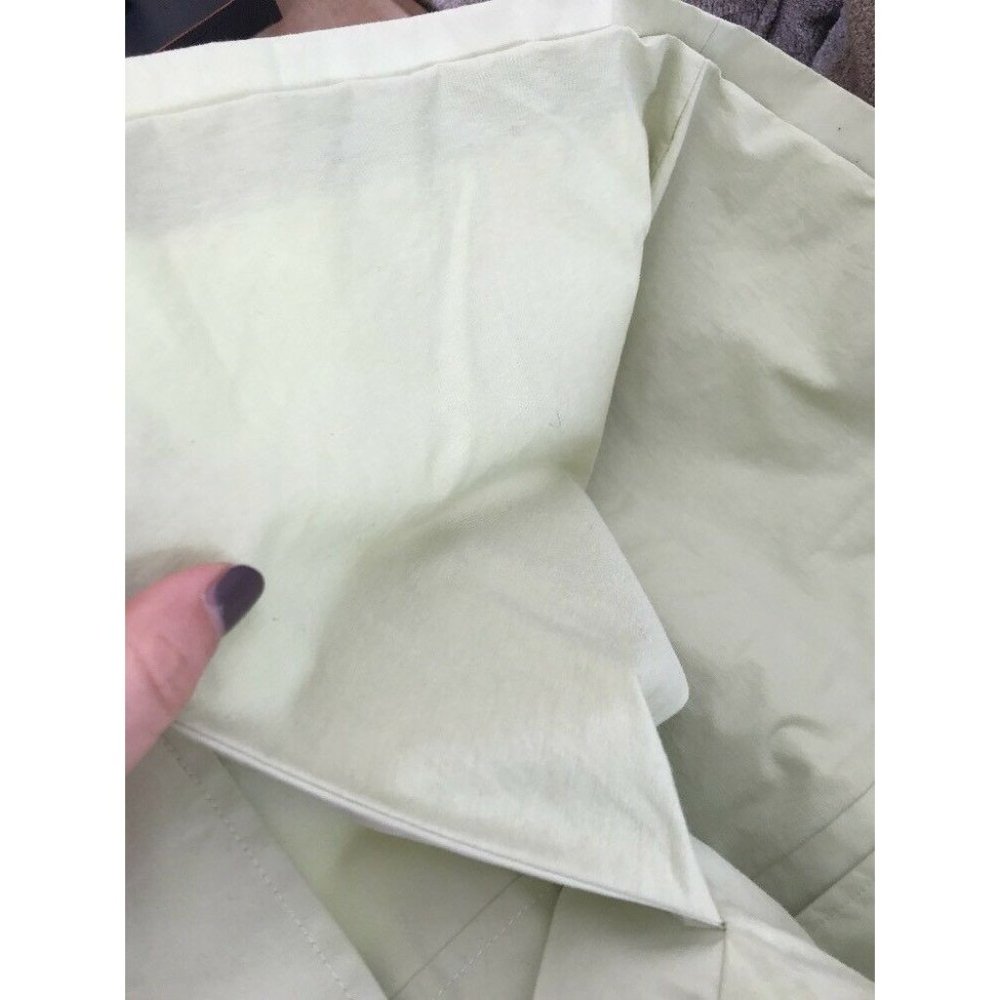 EILEEN FISHER Light Green Cotton Long Trench Coat - Picture 7 of 8